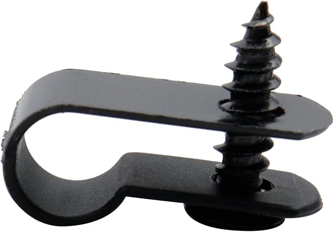Antrader R Type Cable Clamps,Black Cable Clips for Wire Management,200Pcs | Cable Clamp with Screws,1/4" Clamps Fasteners