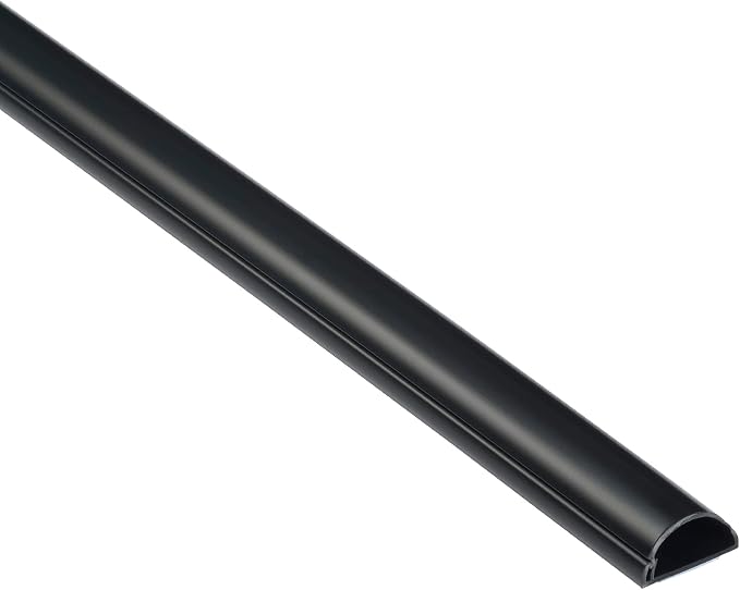 D-Line Half Round Cord Hider, Patented Cable Cover, Hide TV Wall Mount Wires, Raceway for Cords, Decorative Wire Covers, Paintable, Adhesive Cable Concealer, 1x 0.78in W x 0.39in H x 39in L, Black
