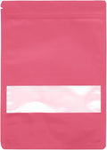50PCS Foil Pouch Mylar Bags with Clear Window,ULIFESTAR Stand Up Sealable Bags with Tear Notches,Resealable for Food,Party Favors,Gift Packaging and Small Business(18 * 26cm/7.09 * 10.24",Pink)