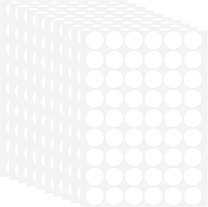 10 Sheets(540 Pieces) Round Blank Sticker Labels 1.2 Inch, Removable White Labels Stickers Dots Waterproof Labels Container Labels for Organizing
