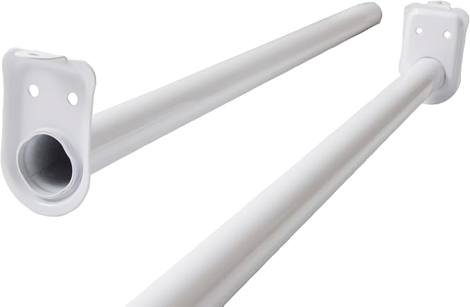 48 Inch to 72 Inch Adjustable Closet Rod for Hanging Clothes, White, Heavy Duty Steel, Center Support Bracket Included – Design House, 205831
