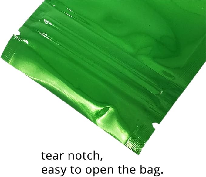 100PCS Customized Mylar Zipper Bags,Clear Front Resealable Packaging Pouches For Food Storage,Single Color Printing for Logo/Text/QR Code (Green, 6.5 * 9CM/2.6"*3.5"-100PCS-One Color Print)