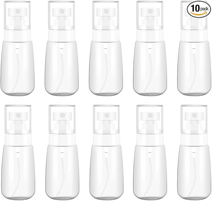 Empty Fine Mist Spray Bottles 2oz Small Travel Perfume Atomizer for Essential oil Perfume Hair Makeup 10 Pack
