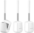 SetSail Toilet Brush 3 Pack Toilet Bowl Brush and Holder Toilet Cleaner Brush with Nylon Bristles Ventilated Toilet Brushes for Bathroom with Holder for Toilet Scrubber Cleaning, Pure White