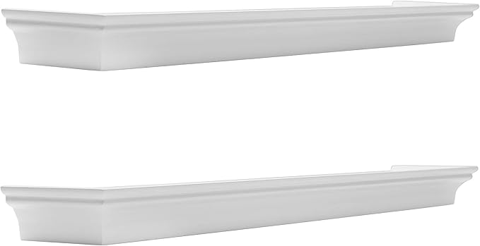 MELANNCO Arlington Floating Wall Shelves for Bedroom, Living Room, Nursery, Set of 2, 24-Inch, White