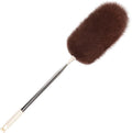 Extendable Lambswool Duster Stainless Steel Handle 133" Removable Feather Duster for Cleaning Ceiling Fans Interior Roof Furniture, Brown