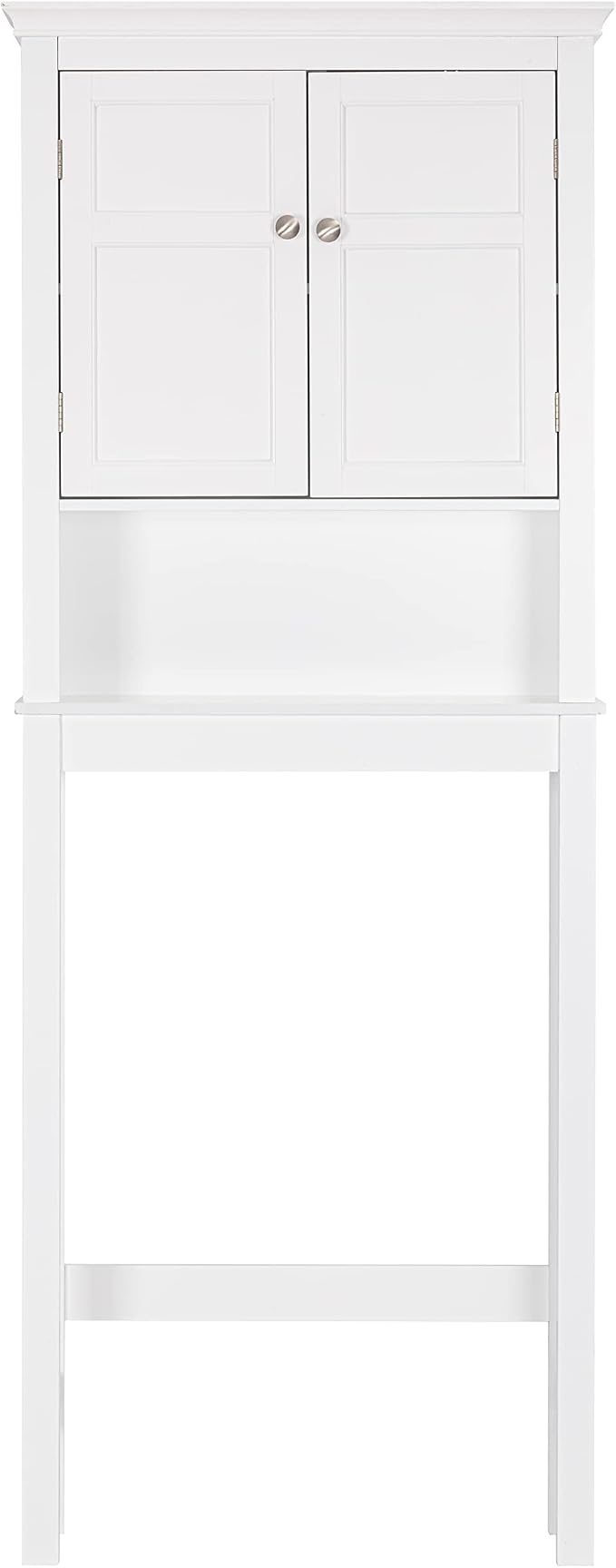UTEX Over the Toilet Storage Cabinet with Doors and Adjustable Shelf, White | Open & Hidden Bathroom Storage, Anti-tip Bracket, Adjustable Lower Crossbar, 33-Inch Clearance, FSC-certified Engineered Wood