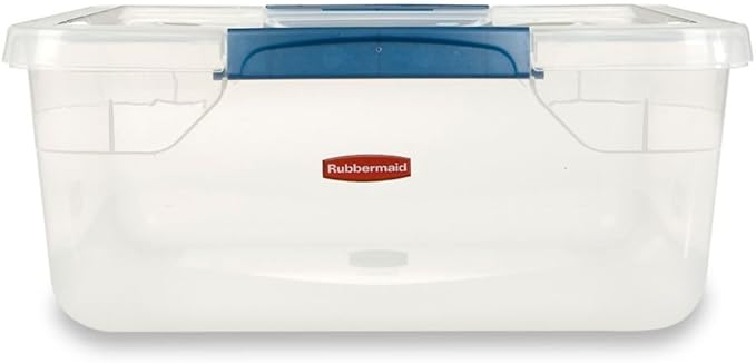 Rubbermaid Clever Store Latching Storage Tote Container, 15-Quart, Clear (FG3Q2200CLMCB)