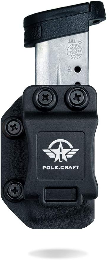 POLE.CRAFT IWB/OWB Magazine Holster Kydex - Mag Carrier Fits: 9mm .40 Double Stack / 9mm .40 Single Stack - P365 1911 Glock 19 19X 17 26 27 28 43 22 23 25 26 27 31 32 33 34 35 37 38 Glock43X .. Mag