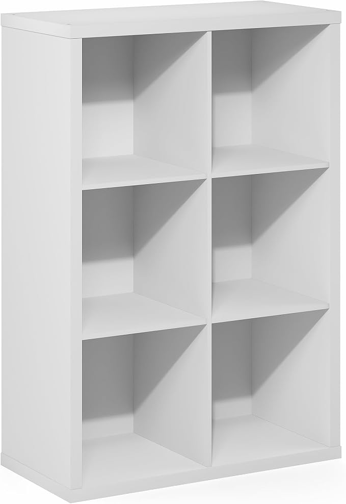 Furinno Cubic 6-Cube Closet Organizers and Storage, Closet Organizer, White | Open Shelf Closet Storage, Closed Back, Extra Thick Frame, for Wardrobe, Bedroom, Living Room
