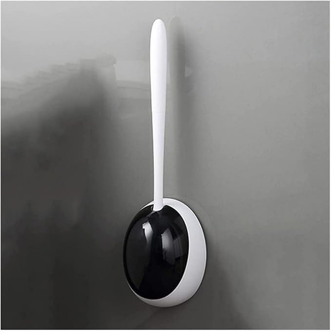 Toilet Brush for Bathroom Silicone Brush Holder Cleaning Tool Home Cleaning Brush for Toilet Bathroom Accessories Set Bathroom Toilet Brush Holder (Gray) (Black)