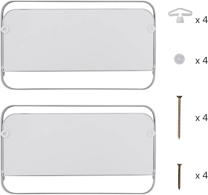 WELLAND White Floating Shelves Set of 2, Small Fold Down Wall Shelf Folding Display Wall Shelves for RV, Camper, Loft, Bedside | White Wooden Board & Metal Frame | 12" W x 5" D x 7" H