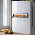 Magnetic Spice Rack for Refrigerator Magnetic Shelf for Side of Refrigerator Microwave Moveable and Powerful Magnetic, with 2 Spice Jars, Space Saving, Magnetic Laundry Organizer (Black)