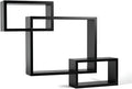 MELANNCO Interlocking Floating Wall Mount Shelves, Espresso, Set of 3-5091208