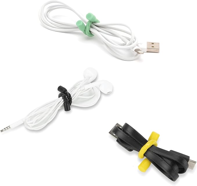 6 PCS 6-Inch Silicone Cable Ties Dia 5mm - Reusable Rubber Twist Ties Bendable Cable Ties for Bundling and Holding, All Purpose Steel-Core Cord Tie for Indoor and Outdoor (White)