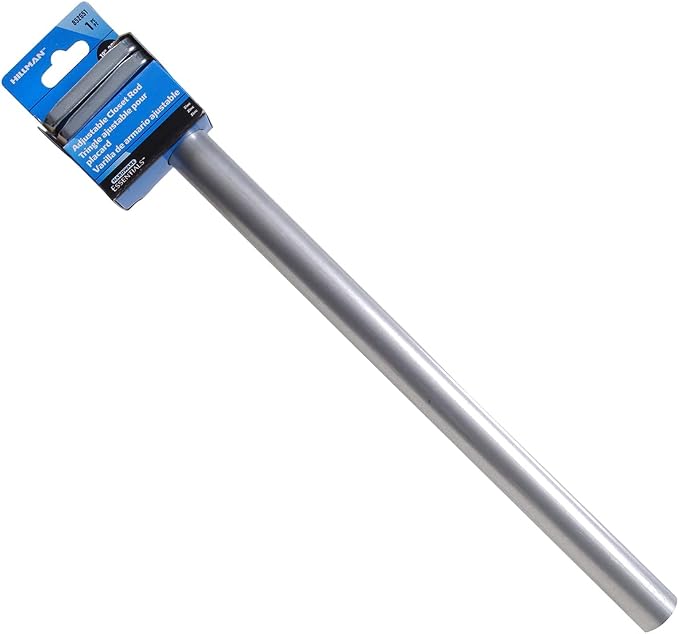 The Hillman Group 852651 18-Inch to 30-Inch Adjustable Closet Rod 1-Inch Diameter, Zinc Plated