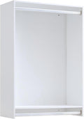19.5" Double Hanging Closet Module, White MDF Closet Organizer System with 2 Aluminum Hanging Rods, Wall-Mounted Wardrobe Storage for Shirts, Pants, Coats, Bedroom, Walk-In Closet Unit