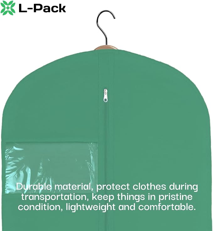 Kids Garment Bag for Hanging Clothes, Travel Garment Bag for Dresses, Dance Costumes & Suits, Breathable Clothes Cover for Baby Toddler Child, Green, 30" x 18"