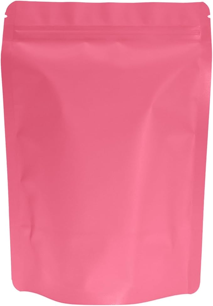 100PCS Smell Proof Resealable Pouch Bags,ULIFESTAR Aluminum Foil Flat Food Storage Bag,Sealable Pcsaging Zipper Pouches with Tear Notches for Pcsaging Lipgloss,Jewelry,etc(14*20cm/5.51*7.87",Pink)