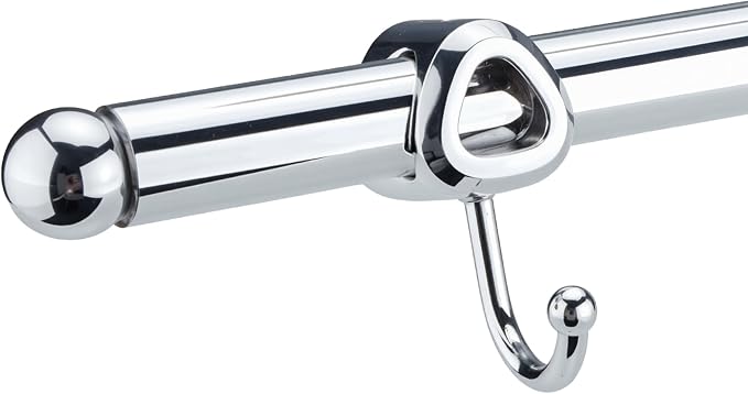 Valet Rod for Closet Pull Out with Hooks, Easy To Install (Chrome, 12 Inch)