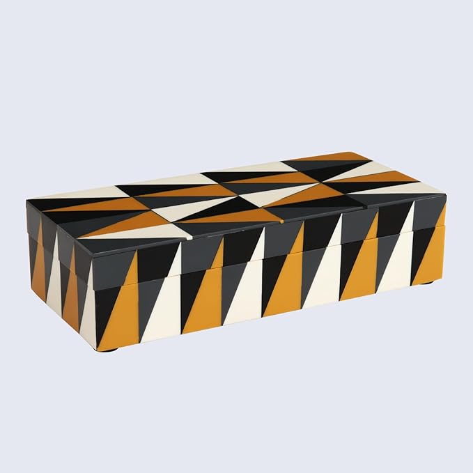 Handicrafts Home Decorative Storage Box with Lid, Box for Remote Controls, Coffee Table Storage Organizer, Keepsake Decorative Box for Living Room, Shelf & Hallway Decor, Puzzle Guild 10 x 4.5 x 2.5
