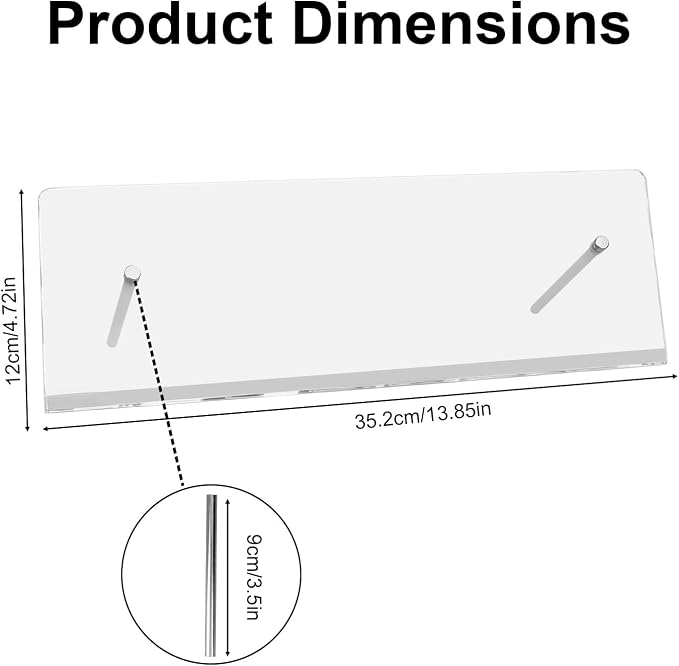 Monitor Memo Board Holder, 35.2x12cm/14x5in Acrylic Office Organization Computer Monitor Memo Board Screen Saver for Home Office Desktop Accessories (Transparent)