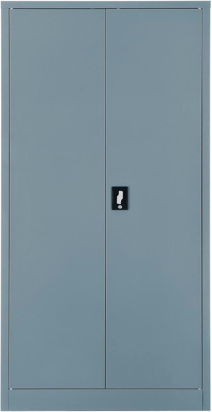 Global Industrial Wardrobe Storage Cabinet with Garment Rod, Steel Construction, Recessed Handle with Keyed Lock, 300 lbs Shelf Capacity, 36" W x 24" D x 72" H, Gray, Assembled