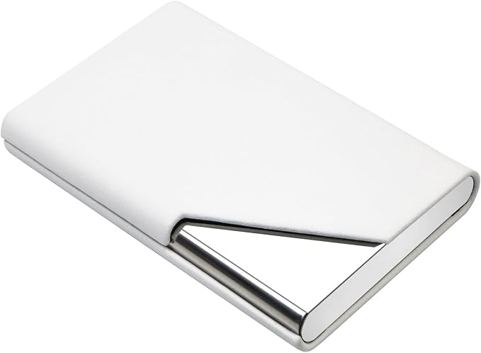 Padike Business Card Holder, Upgraded Leather Business Card Case Pocket Card Holders for Men or Women, Metal Slim Name Card Holder RFID Blocking Business Card Carrier with Magnetic Closure (Y-WH)