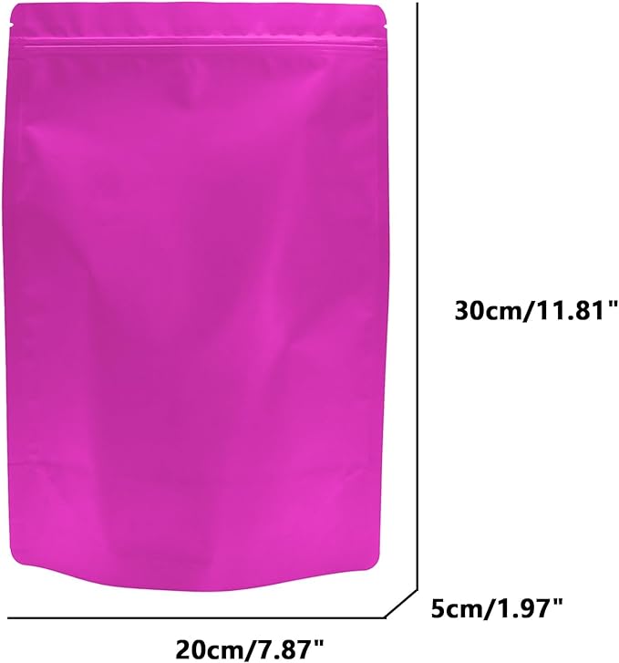 50PCS Smell Proof Resealable Pouch Bags,ULIFESTAR Aluminum Foil Flat Food Storage Bag,Sealable Pcsaging Zipper Pouches with Tear Notches for Pcsaging Lipgloss,Jewelry,etc(20*30cm/7.87*11.81",Purple)
