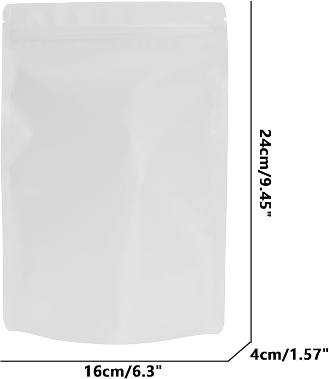 100PCS Smell Proof Resealable Pouch Bags,ULIFESTAR Aluminum Foil Flat Food Storage Bag,Sealable Pcsaging Zipper Pouches with Tear Notches for Pcsaging Lipgloss,Jewelry,etc(16*24cm/6.3*9.45",White)