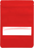 100PCS Foil Pouch Mylar Bags with Clear Window,ULIFESTAR Stand Up Sealable Bags with Tear Notches,Resealable for Food,Party Favors,Gift Packaging and Small Business(14 * 20cm/5.51 * 7.87",Red)
