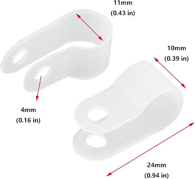Antrader 200Pcs 3/8 Inch R-Type Cable Clamps Nylon Cable Organizer Clips | White Plastic Wire Rope Management Holders with Screws,Insulated & Damage-Free Cables
