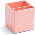 Poppin Pen Holder with 2 Compartments - Sturdy Plastic Pen Cup for Desk, Lacquer-like Finish, Blush Pink
