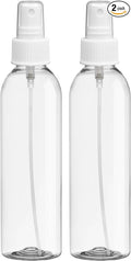 BRIGHTFROM Fine Mist Spray Bottles 6 OZ, Cylinder BPA Free Refillable Containers, Clear, Empty for Essential Oils, Spray, Water - 2 PACK (White)