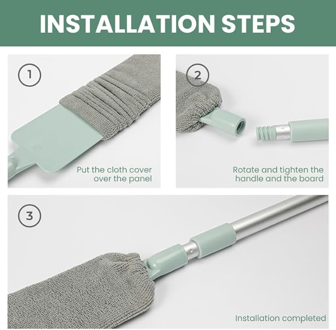 Saker Retractable Gap Dust Cleaning Artifact, Telescoping Bendable Microfiber Duster for High Ceilings, Under Furniture & Hard-to-Reach Areas, Washable Extendable Dusting Tool (3 Sets)