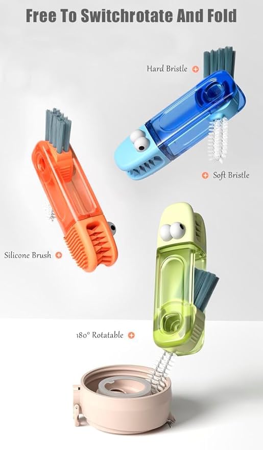 3 in 1 Cup Lid Gap Cleaning Brush Set, Multifunctional Insulation Bottle Cleaning Tools, Mutipurpose Tiny Silicone Cup Holder Cleaner, Home Kitchen Cleaning Tools