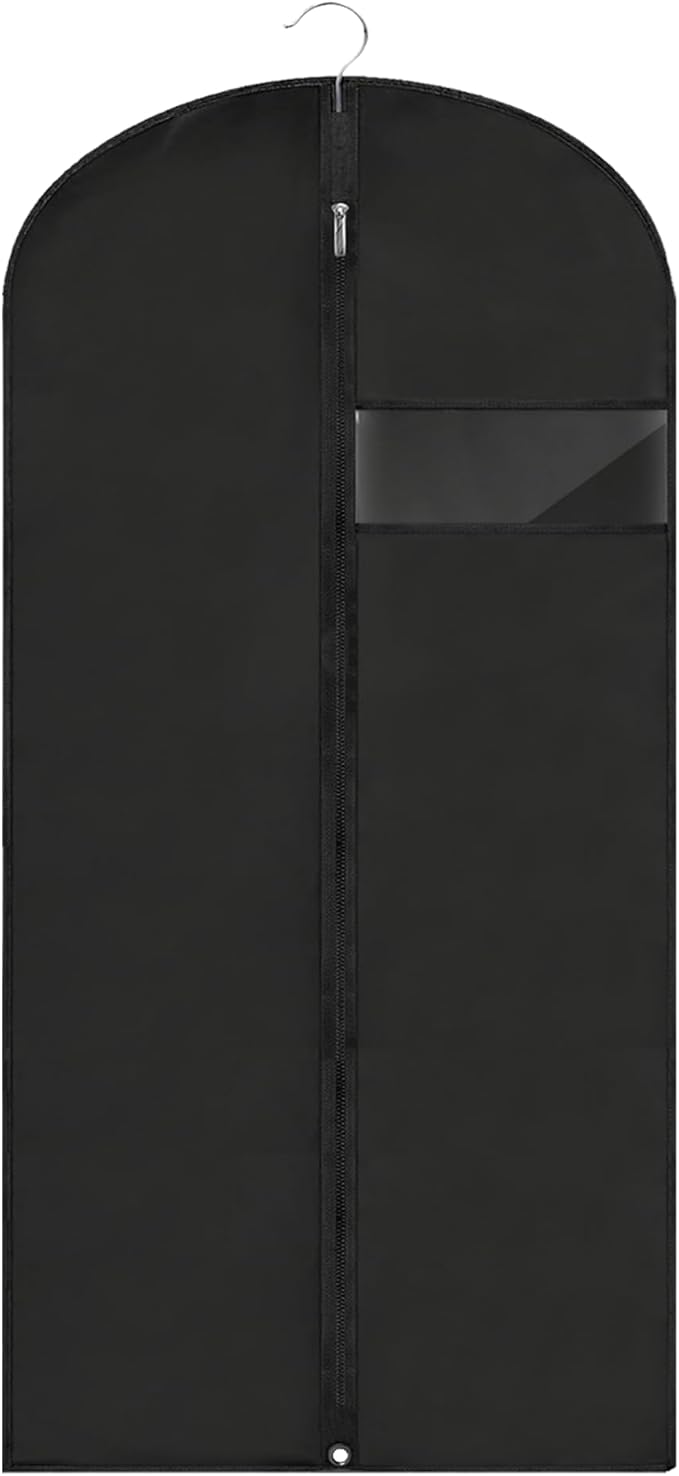 Garment Bags for Hanging Clothes, 45'' Suit Bag Cover for Storage and Travel, Dress Bags for Gowns Long (Black)