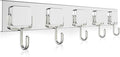 MAGTSMEI Magnetic Hooks Heavy Duty, Coat Hooks Rack with 5 Hooks, Extra Strong Magnet Hook for Hanging Coat Hat Keys, Neodymium Magnet Hooks for Refrigerator, Cruise, Classroom, 1pc Silver Coat Hook