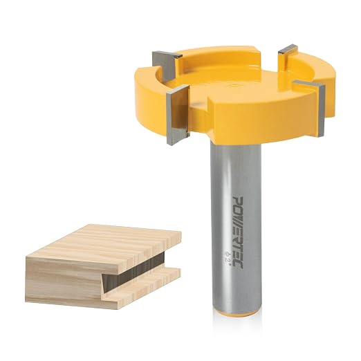 POWERTEC Slab Flattening Router Bit, 1/2 Shank, 2" Diameter, 1/2" Cutting Depth,Woodworking Surfacing Bit for CNC Machine, Wood Milling & Live Edge Wood Planing (73055)