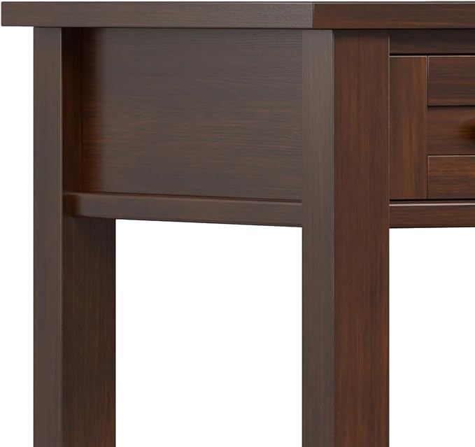 SIMPLIHOME Warm Shaker Desk - 48 inch Wide Solid Wood Writing Desk in Russet Brown, Transitional Home Office Computer Desk for Living Room with Keyboard Tray, 2 Drawers and Storage