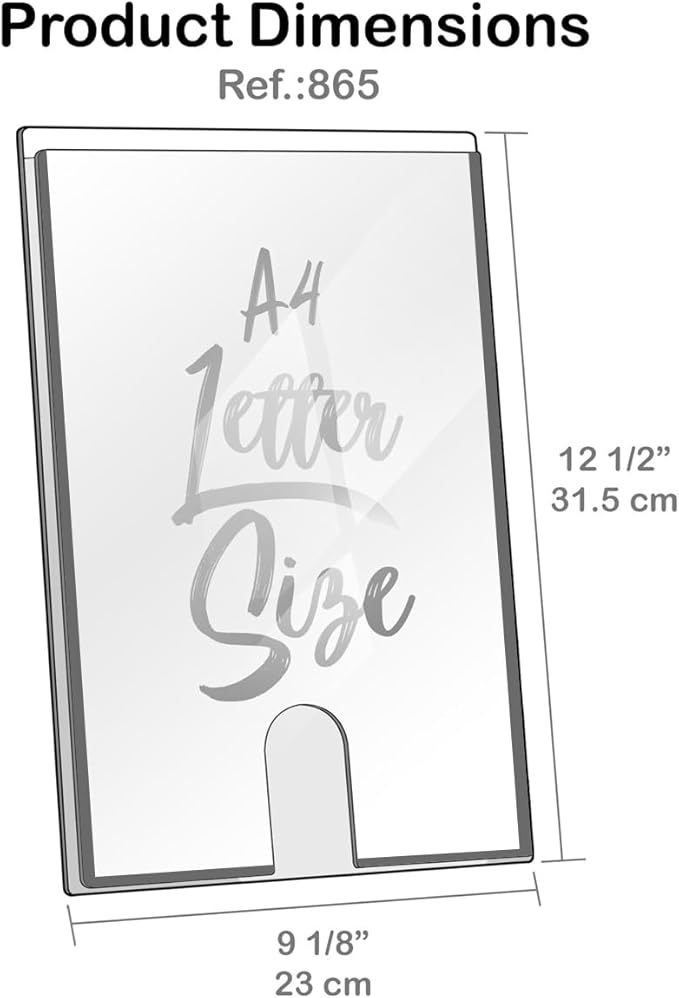 Acrimet Wall Mount Sign Holder Letter Size 8.5 X 11, Clear Crystal Plastic with Self Adhesive on The Back, Perfect for Displaying in Office, Restaurant, School, Home (2 Pack)