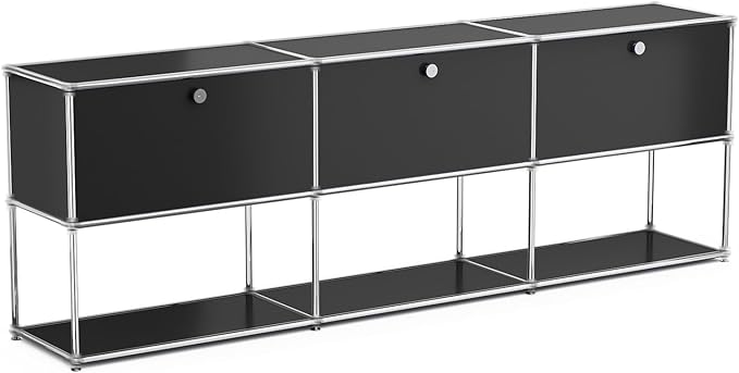 Modern Storage Cabinet Black G Versatile Free-Standing Organizer for Home Office Décor, Green (Black, G-15 D x 90" W x 29" H)