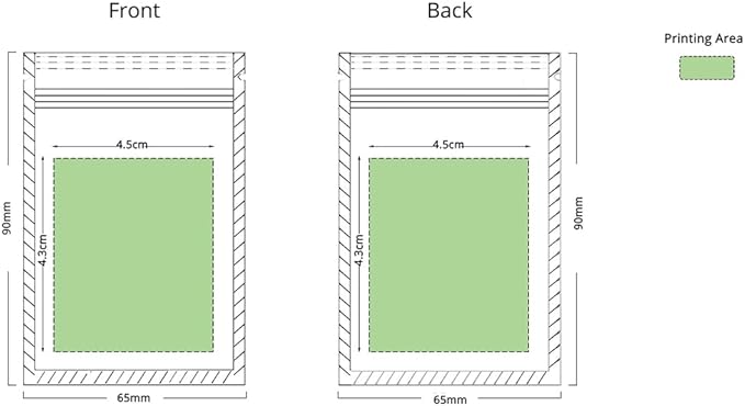 100PCS Customized Mylar Zipper Bags,Clear Front Resealable Packaging Pouches For Food Storage,Single Color Printing for Logo/Text/QR Code (Green, 6.5 * 9CM/2.6"*3.5"-100PCS-One Color Print)