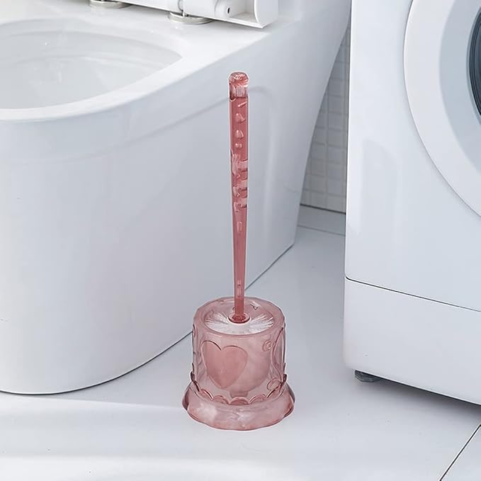 Toilet Cleaner Brush for Bathroom, Toilet Brush and Holder, Floor Standing Toilet Scrubber, No Dead Angle Home Cleaning Utensils Bathroom Accessories (Color : Pink) (Black)