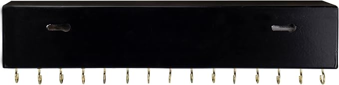 SANY DAYO HOME Black Necklace Holder Jewelry Organizer with 30 Hooks, 15 x 3 x 4 inches Wall Mount Rustic Pine Wood Shelf for Necklace, Hair Bow Storage