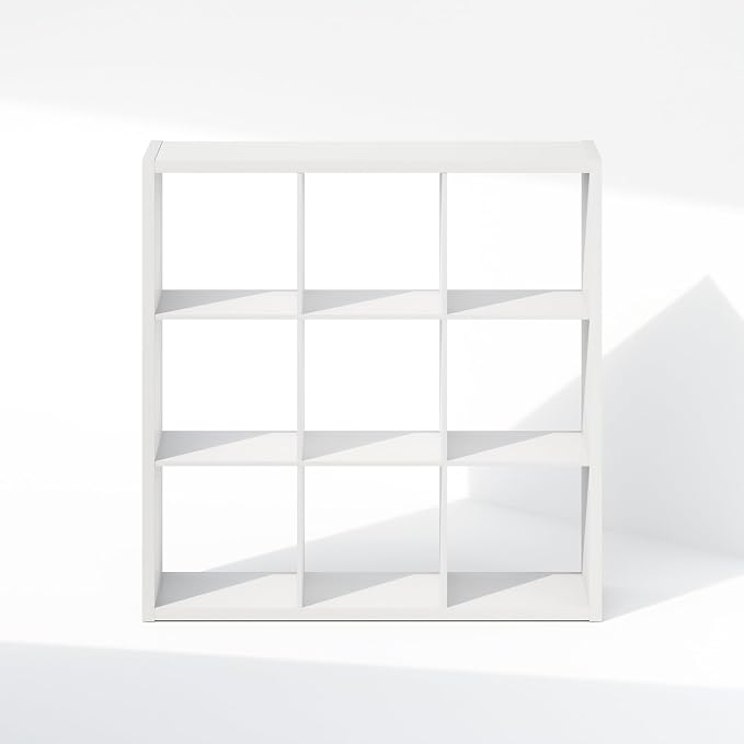 Furinno Cubic Extra Thick 9-Cube Closet Organizers and Storage, White | 14.6 x 44 x 44 in, Open Shelf Closet Storage, Closet Organizer, for Wardrobe, Bedroom, Living Room
