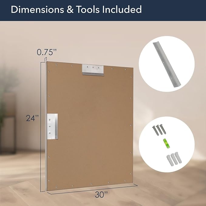 Head West Spectrum Modern Rectangular Mirror 24" x 30", Brushed Nickel Finished Stainless Steel Framed Bathroom Mirrors for Over Sink and Living Room and Entry Way