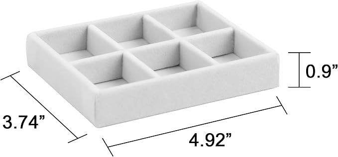 Frebeauty Small Jewelry Trays for Drawer,2 Pack 6 Grid Earring Organizer | Jewelry Display for Rings Stud,Jewelry Box Inserts,Drawer Inserts,Adjustable Dividers,Earring Organizer,Stackable,Mini Size