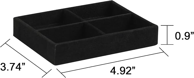 Frebeauty Small Jewelry Trays for Drawer,2 Pack 4 Grid Earring Organizer | Jewelry Display for Rings Stud,Jewelry Box Inserts,Drawer Inserts,Adjustable Dividers,Earring Organizer,Stackable,Mini Size