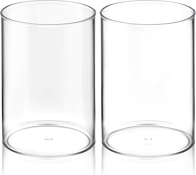 2 Pcs Pen Holder Acrylic Cylinder Container Stylish Clear Acrylic Desk Organizer Round Makeup Brush Storage Desktop Pencil Cup Clear Stationery Organizer for Home School Office Supplies Countertop